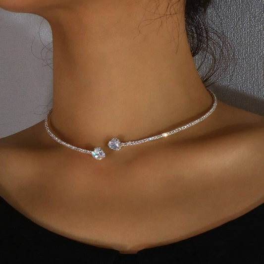 Fashion Jewelry Rhinestone Heart Collar Choker Necklace For Women