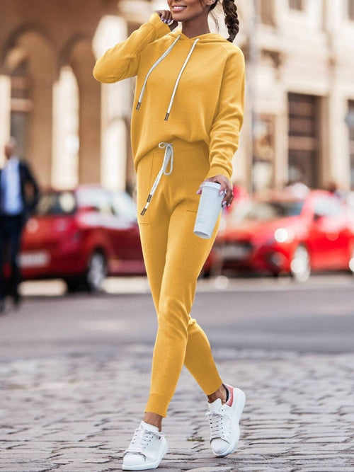 Hoodie With Drawstrings High Waist Trousers Casual Sweatshirt