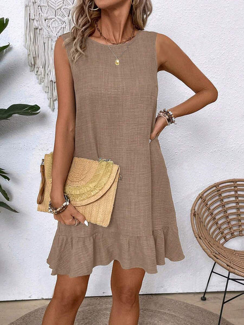 Summer Ruffle Dress Fashion Loose Sleeveless Straight Beach Dresses