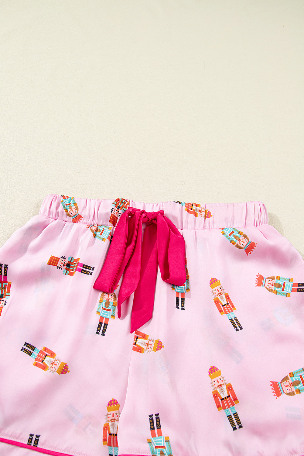 Christmas Nutcracker Bow Contrast Trim Pajama Set
