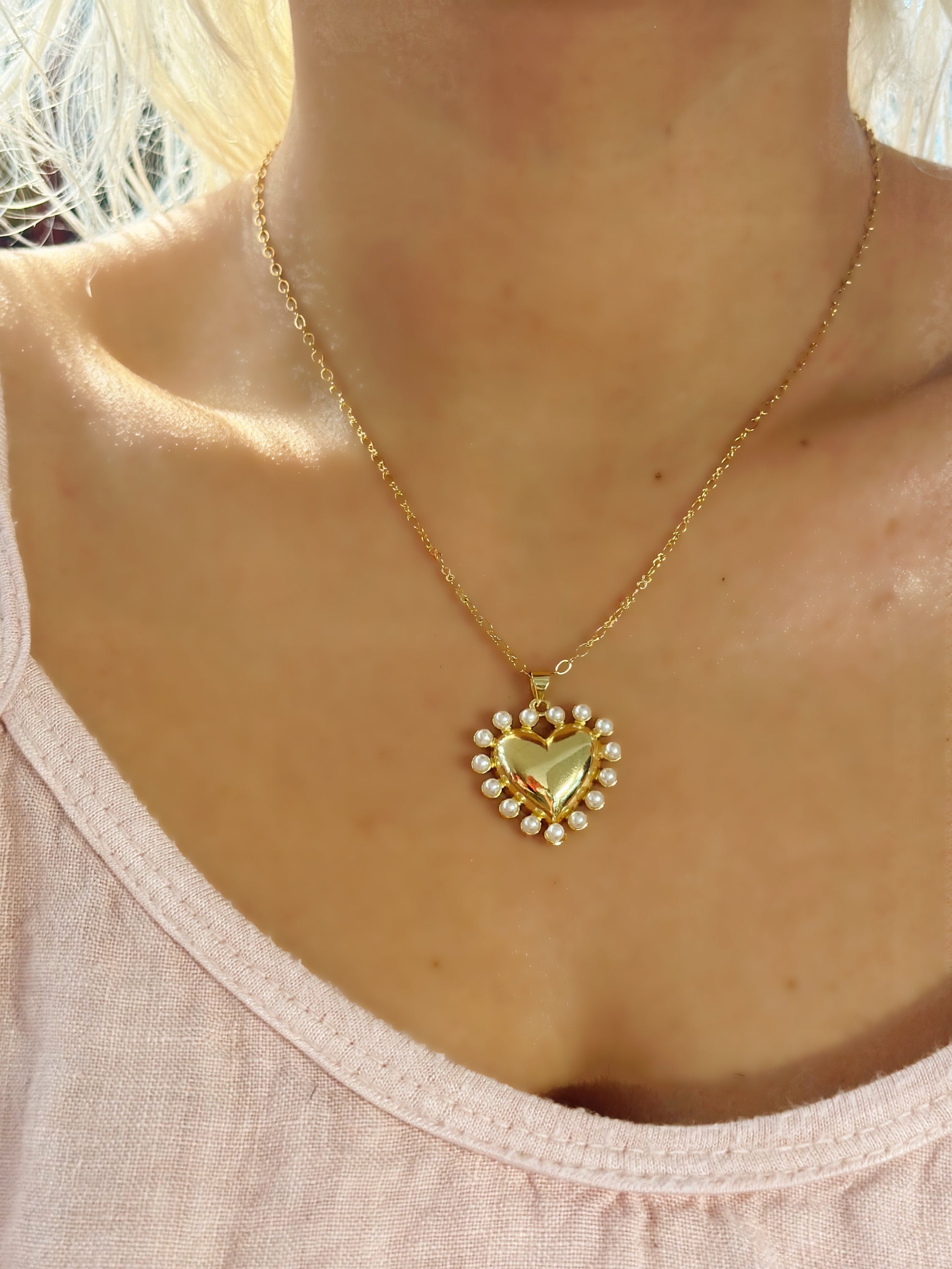 Pearl Crown of Hearts Necklace