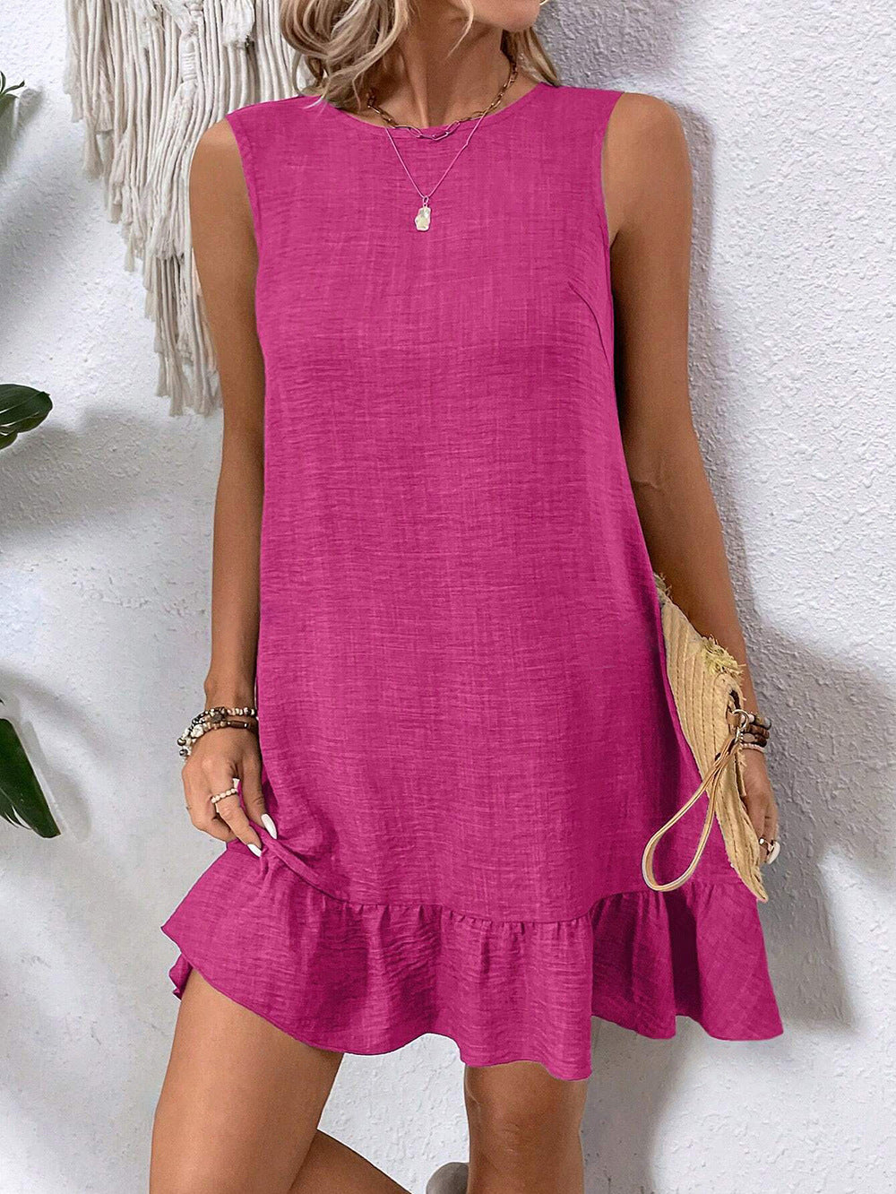 Summer Ruffle Dress Fashion Loose Sleeveless Straight Beach Dresses