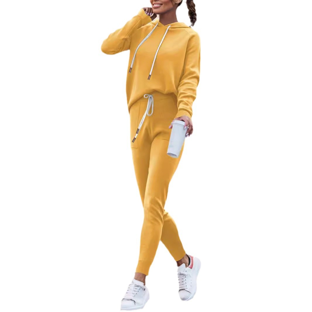 Hoodie With Drawstrings High Waist Trousers Casual Sweatshirt