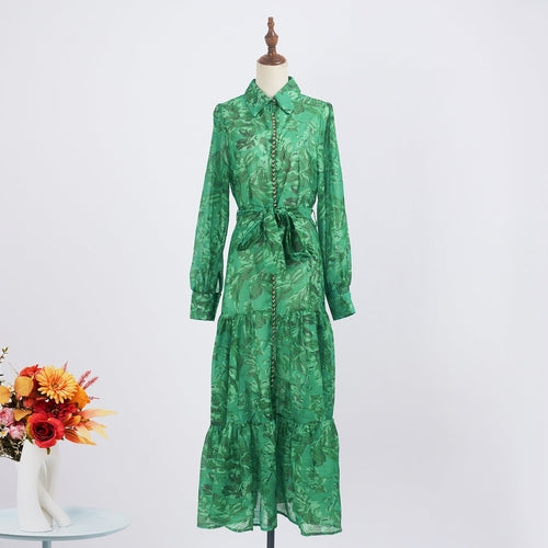 Summer New Elegant Printed Strap Waistband Gentle Dress
