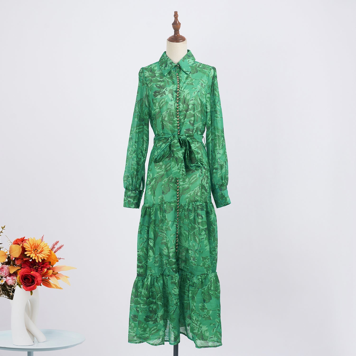 Summer New Elegant Printed Strap Waistband Gentle Dress