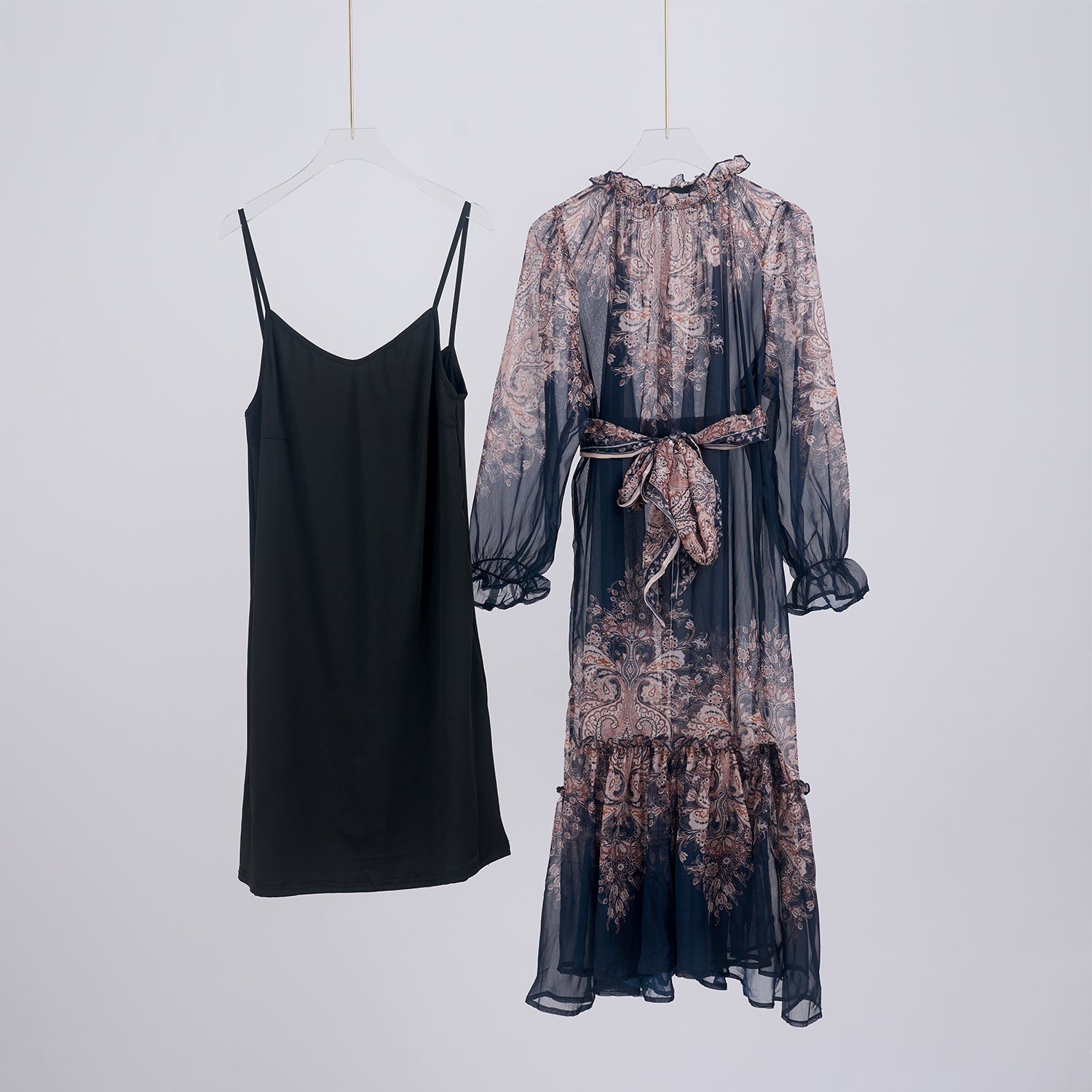 Light Luxury Elegant Retro Printed Long Sleeve Scarf Elegant Dress Two