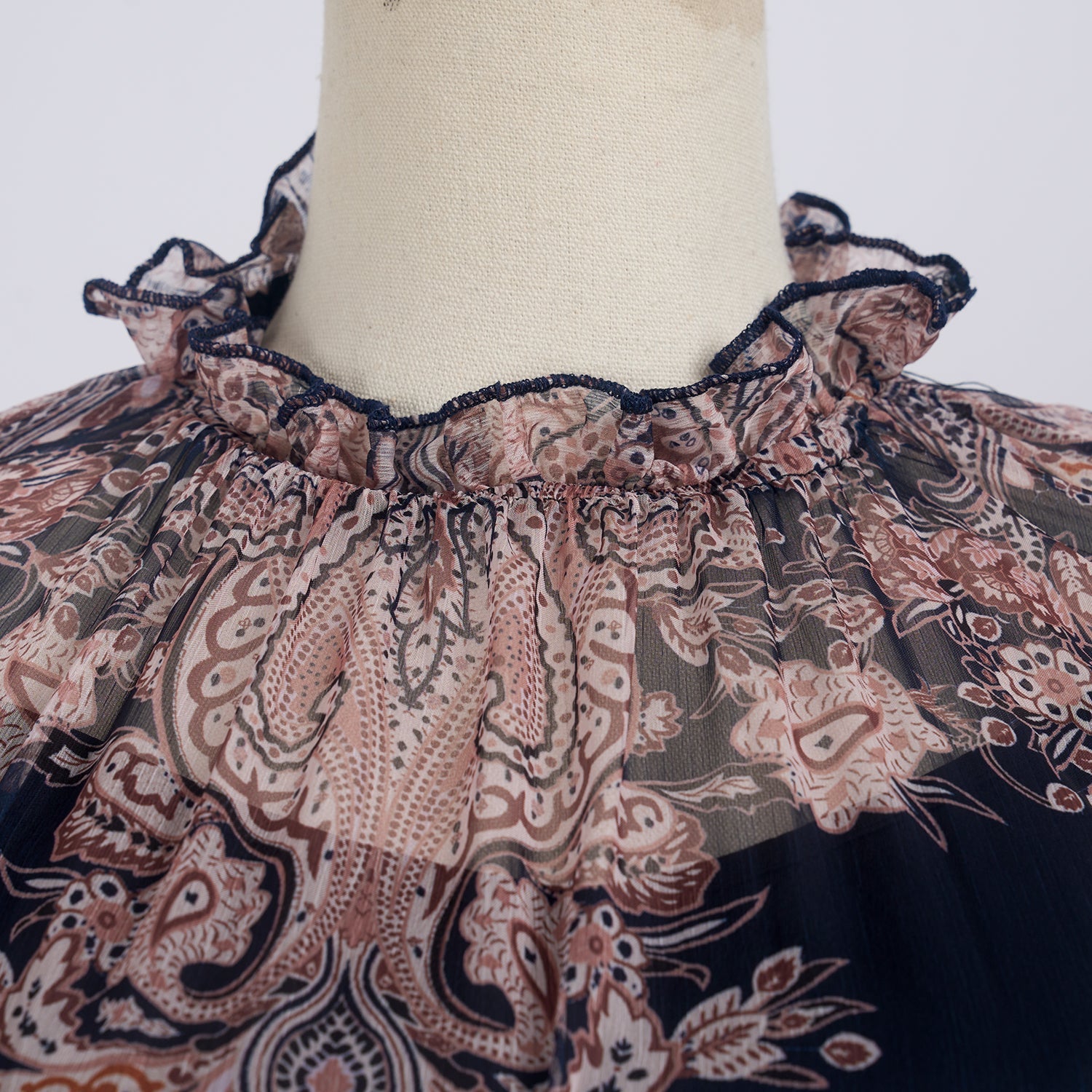 Light Luxury Elegant Retro Printed Long Sleeve Scarf Elegant Dress Two