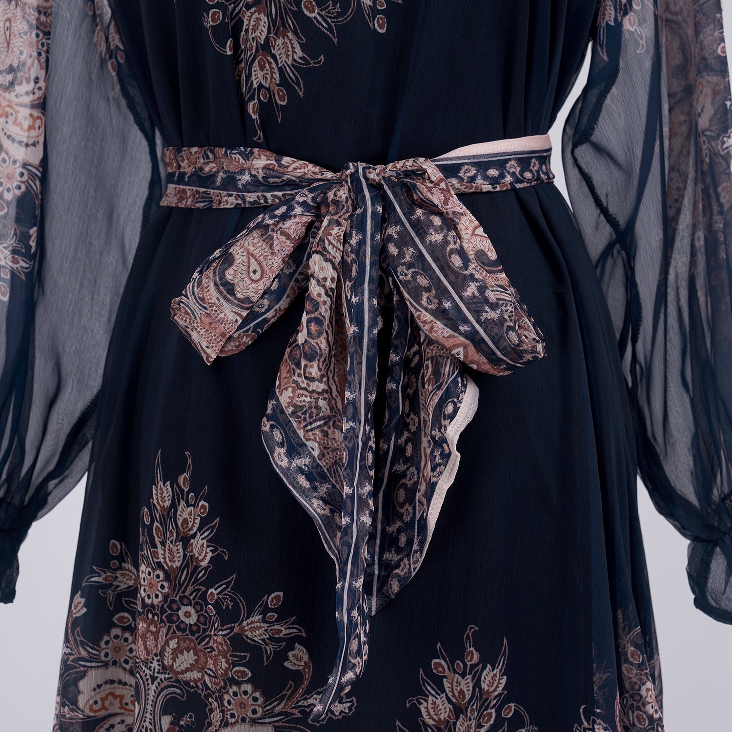 Light Luxury Elegant Retro Printed Long Sleeve Scarf Elegant Dress Two