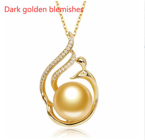 11-12mm 925 Silver Saltwater Gold Pearl Pendant