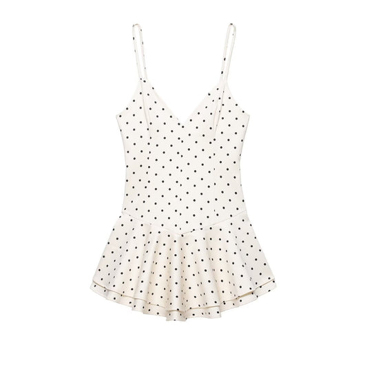 Spring Polka Dot Romper Dress .Ships from overseas. Estimated