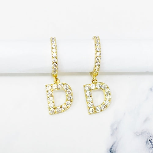 Crystal Initial Drop Earrings