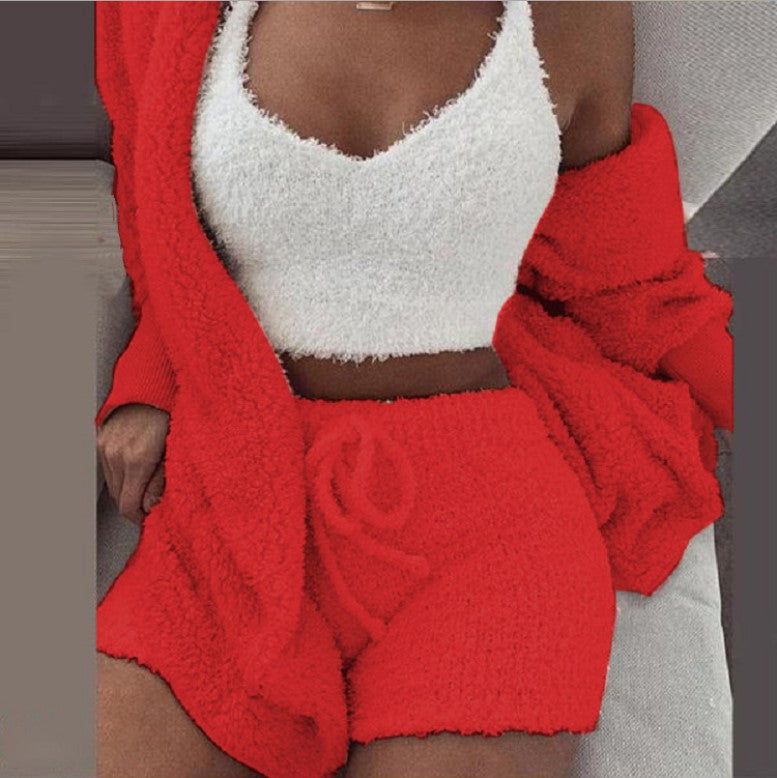 Winter Sexy Women Home Wear Suit Casual Pajamas Set Lady Female Soft