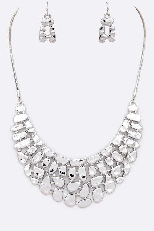 Textured Statement Collar Necklace Set