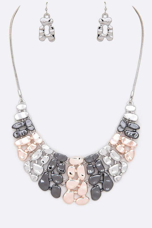 Textured Statement Collar Necklace Set