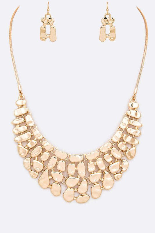 Textured Statement Collar Necklace Set
