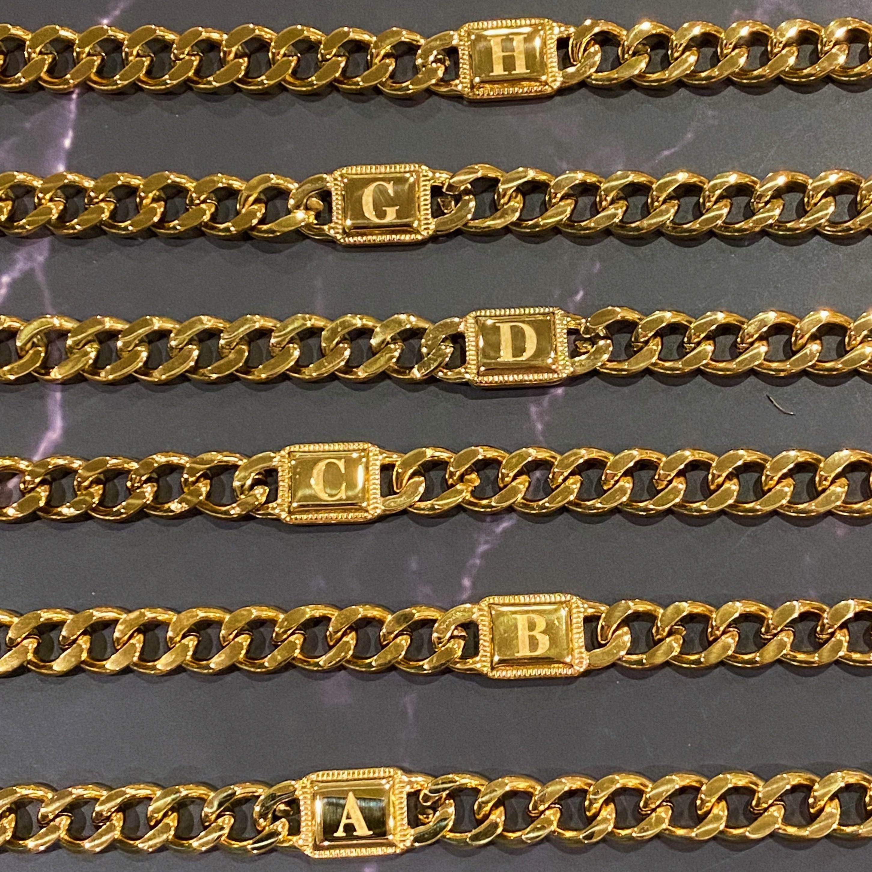 Uptown Cuban Chain Initial Bracelet