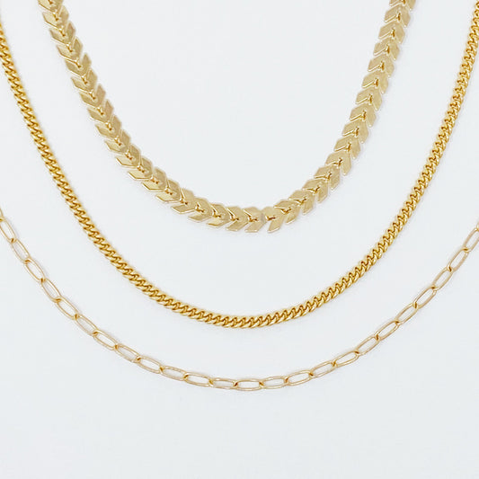 Chevron Chain Anklet, Set of 3