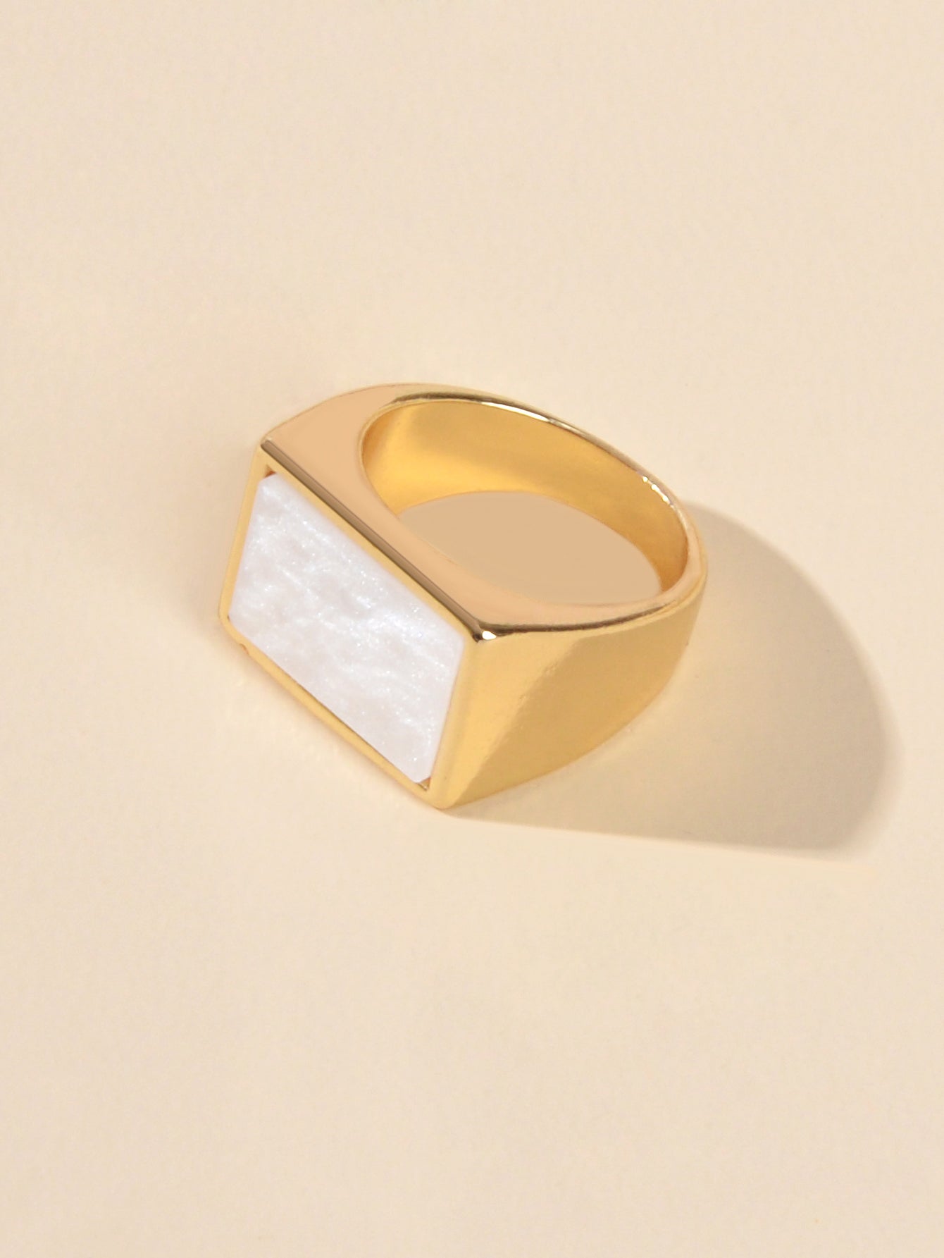 Textured Jewellery Square White Punk Gold Finger Ring Fashion Women