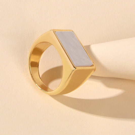 Textured Jewellery Square White Punk Gold Finger Ring Fashion Women