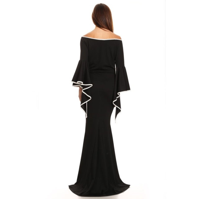 Olive Green Off Shoulder Long Gown