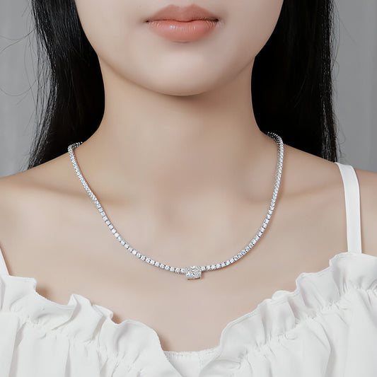 4 Karat Diamond Moissanite Necklace 925 Silver Simple European And