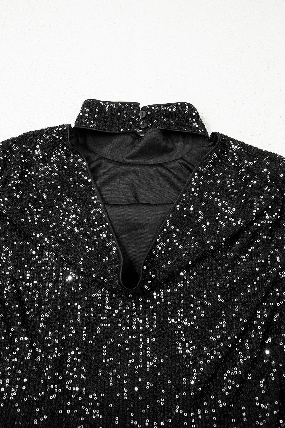 Solid Sequin Backless Bell Sleeve Top