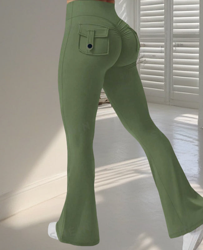 Yoga Fitness Flared Pants With Pockets Ins Fashion Slim High Waist