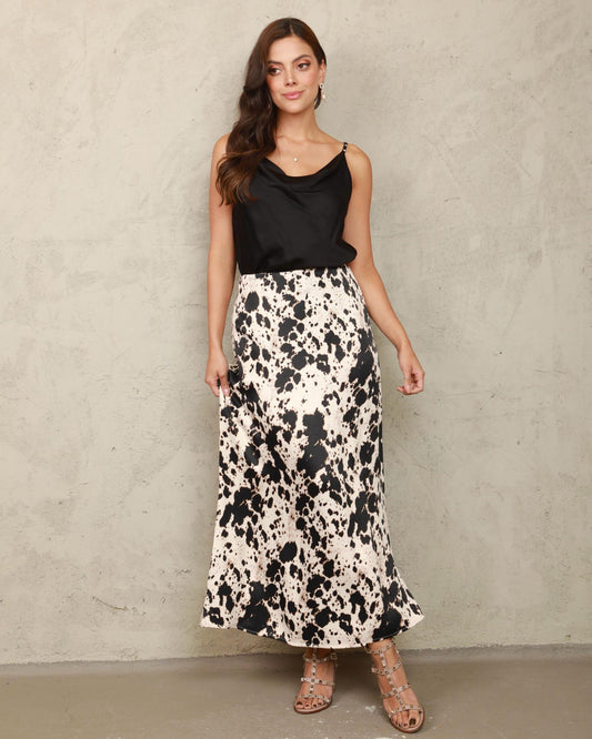 Wild Print Satin Italian Skirt