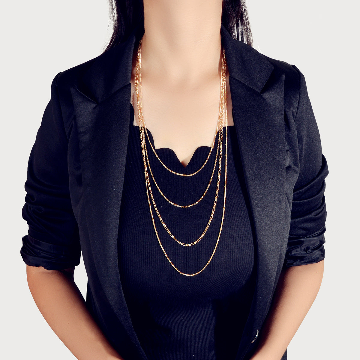 Gold Multi-layer Chain Necklace Boho Women Party Jewellery Accessories