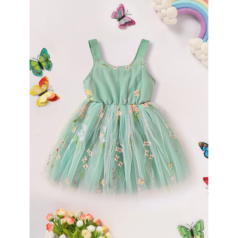 Toddler Girl Dress Sleeveless Floral Playwear Bowknot Tulle Dresses