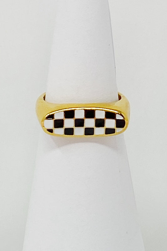 Checkered Oblong Ring