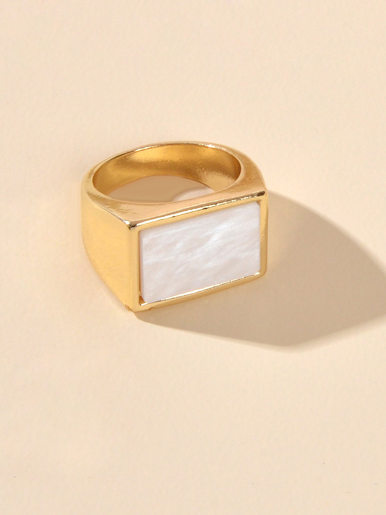 Textured Jewellery Square White Punk Gold Finger Ring Fashion Women