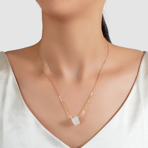 Boho Chic Jewelry Gold Chain Irregular Stone Pendant Necklace Women