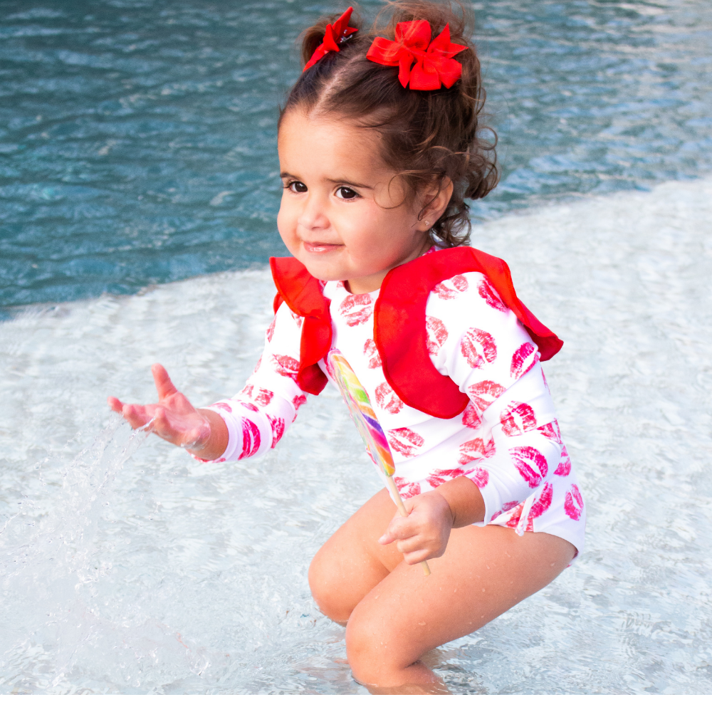 Red Kisses - One Piece - Kids Swimwear