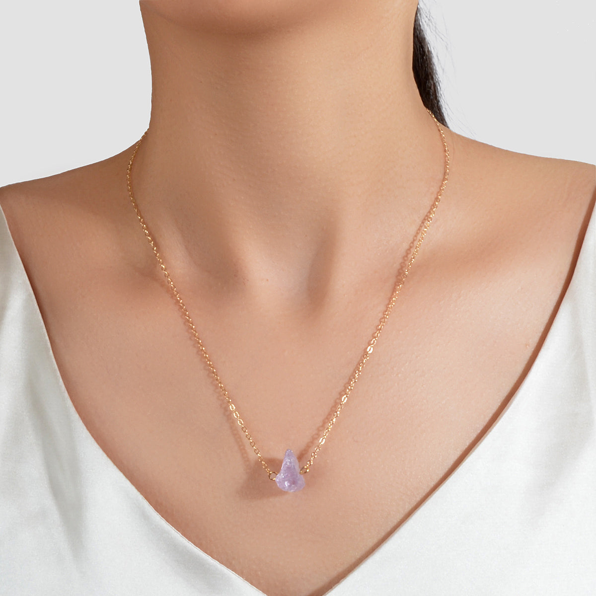Boho Chic Jewelry Gold Chain Irregular Stone Pendant Necklace Women