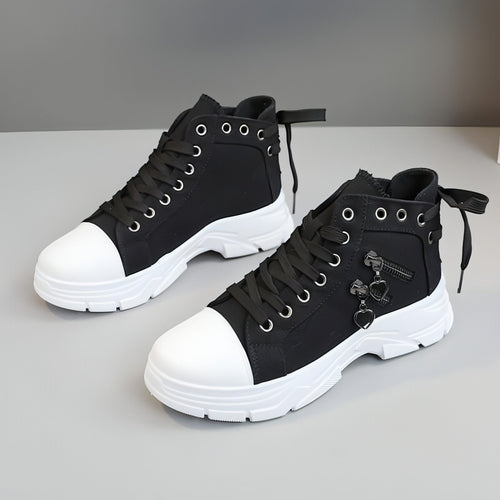 CanvasStep™ – Platform High-Top Sneakers with Zipper Details