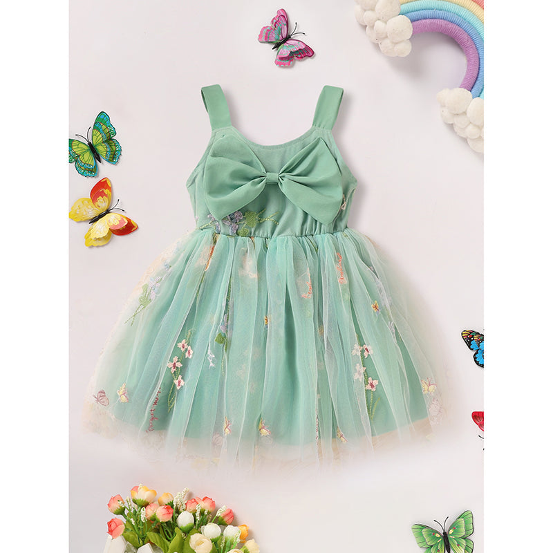 Toddler Girl Dress Sleeveless Floral Playwear Bowknot Tulle Dresses