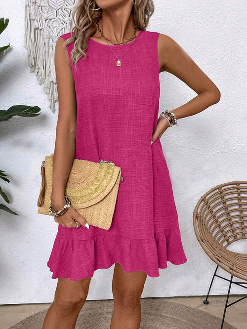 Summer Ruffle Dress Fashion Loose Sleeveless Straight Beach Dresses