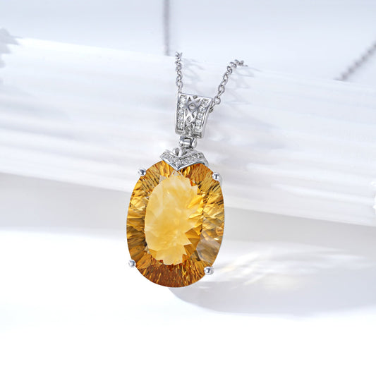 LuxeJewels™ – Solaris Gemdrop Citrine Pendant Necklace