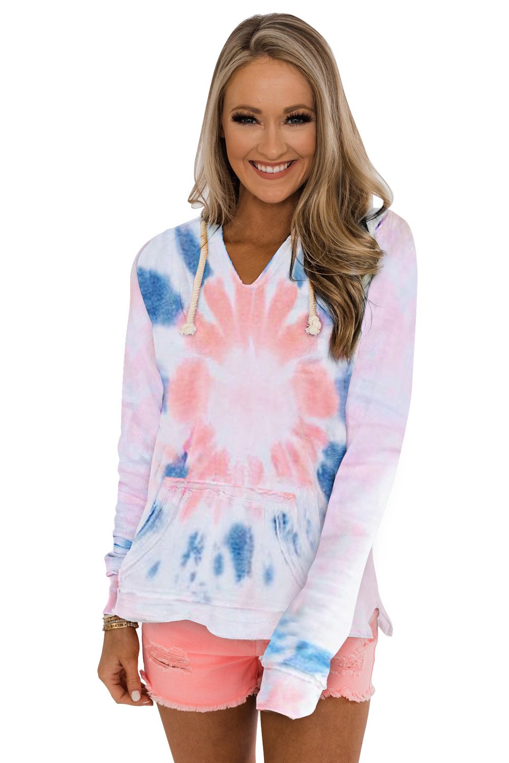 Tie-dye Pattern Drawstring Pullover Hoodie