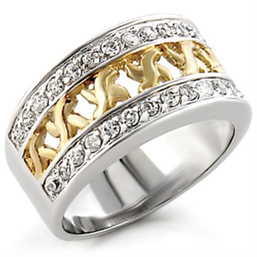 31812 - Reverse Two-Tone 925 Sterling Silver Ring with AAA Grade CZ