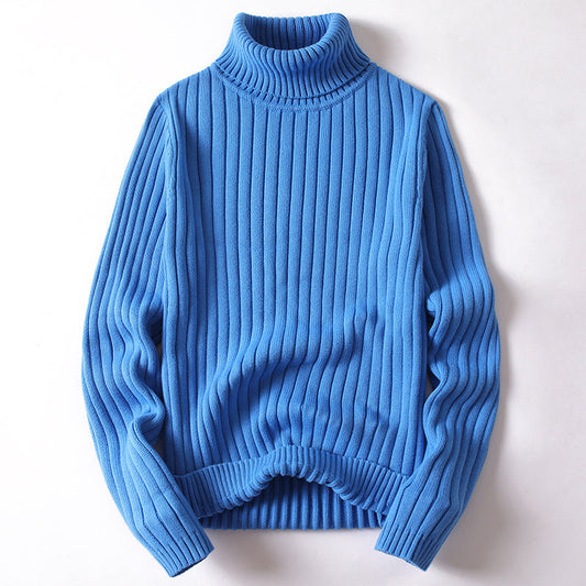Turtleneck Sweater Men Women Ins Fashion Solid Striped Bottoming