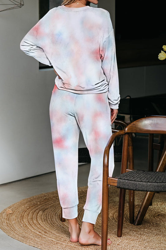 Multicolor Tie-dye Knit Lounge Set