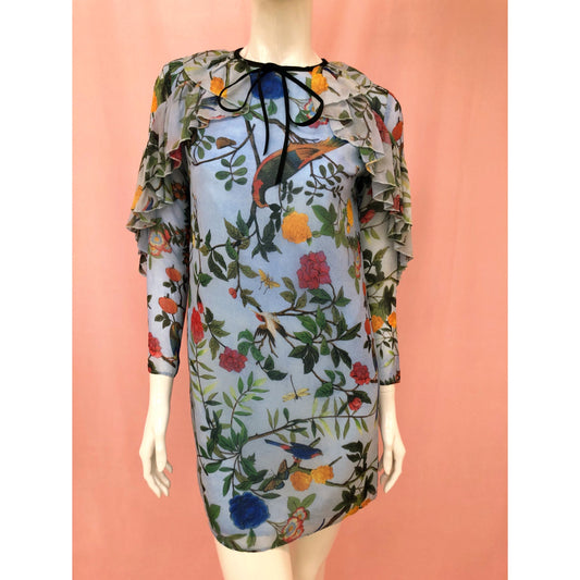 Spring Baby Blue Chiffon Mini Dress
