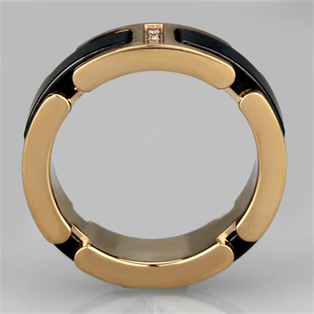 3W964 - IP Rose Gold(Ion Plating) Stainless Steel Ring with Ceramic