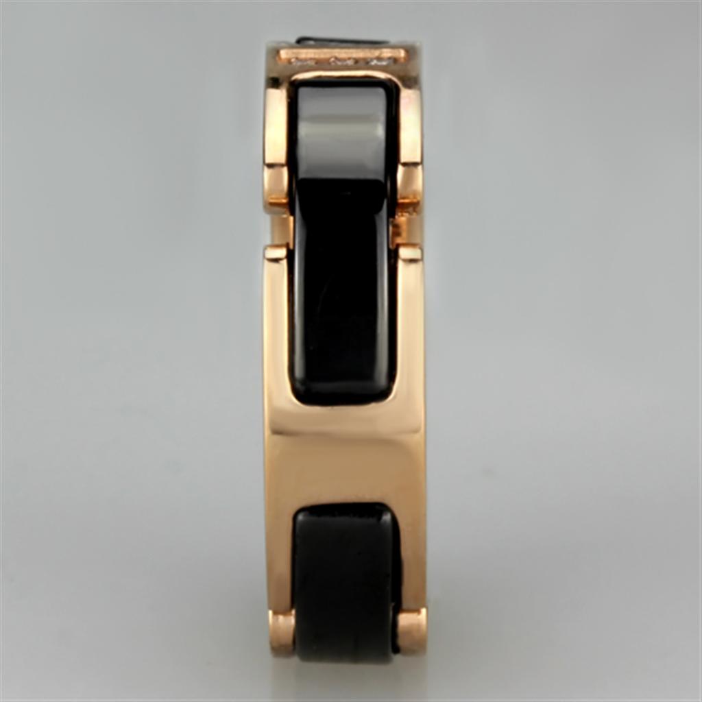 3W964 - IP Rose Gold(Ion Plating) Stainless Steel Ring with Ceramic