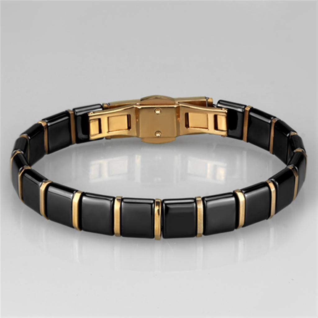 3W986 - IP Rose Gold(Ion Plating) Stainless Steel Bracelet with Cerami