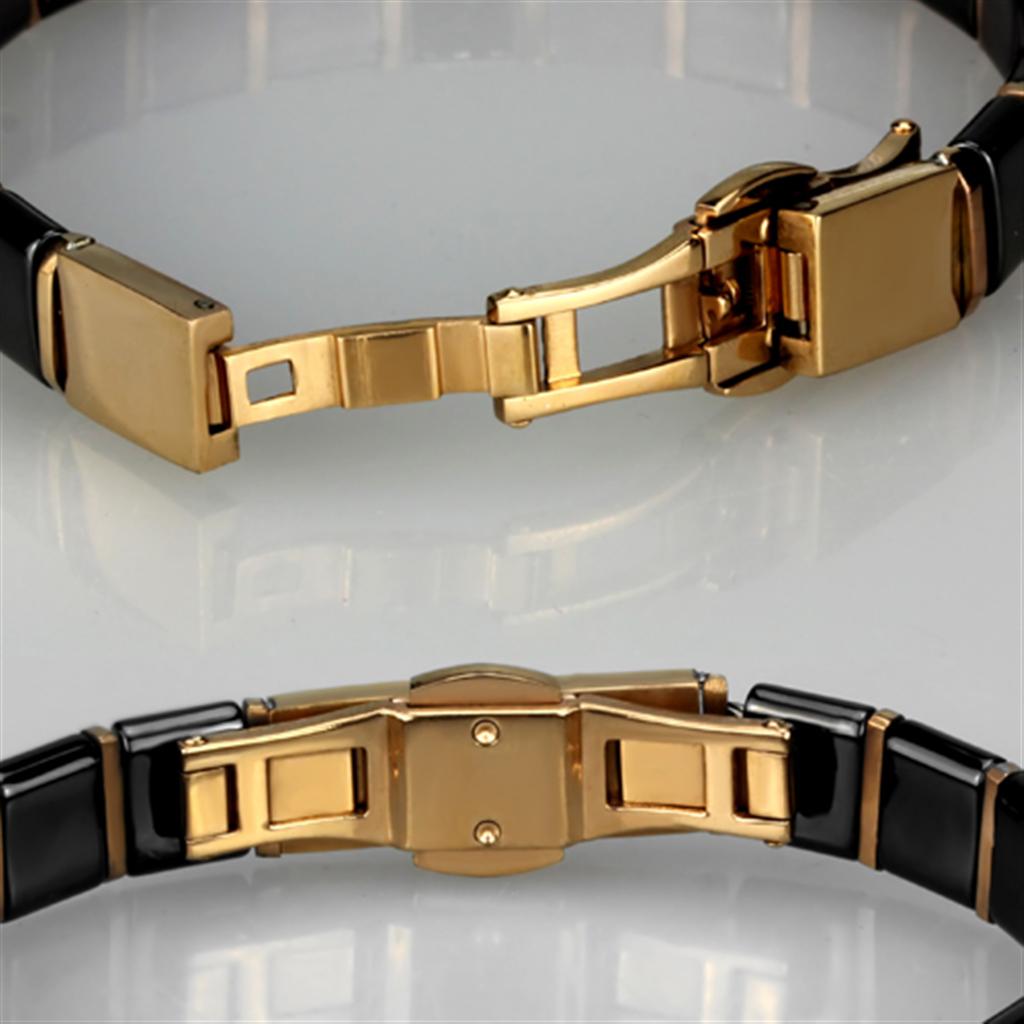3W986 - IP Rose Gold(Ion Plating) Stainless Steel Bracelet with Cerami
