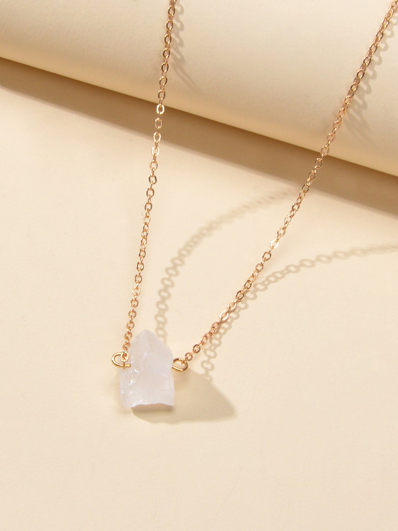 Boho Chic Jewelry Gold Chain Irregular Stone Pendant Necklace Women