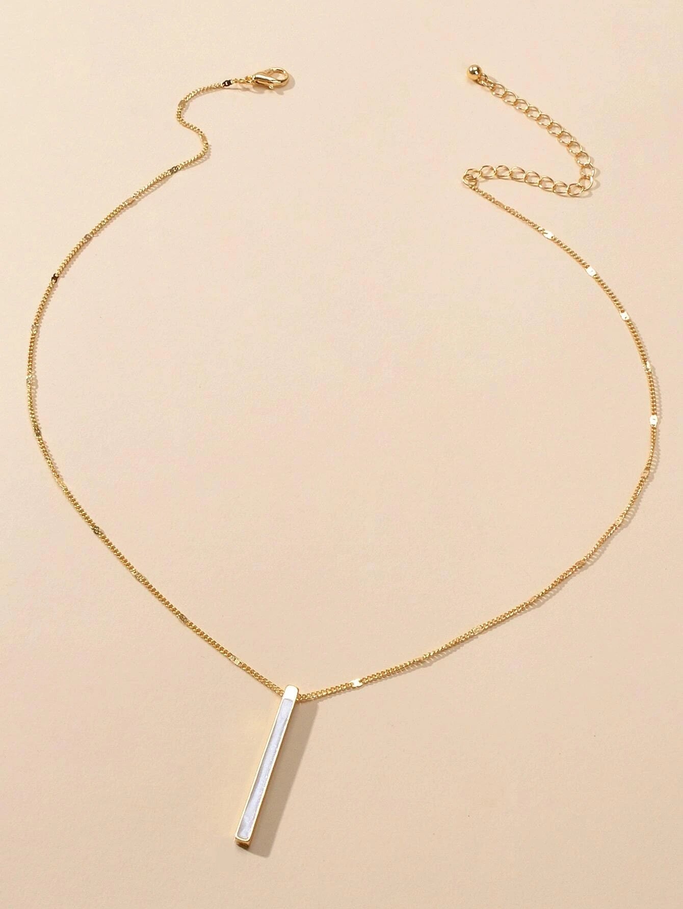 Fashion Jewellery Gold Chain White Enamel Bar Pendant Necklace Women